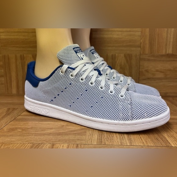 Adidas Stan Smith White and Blue Sneakers - Picture 1 of 7